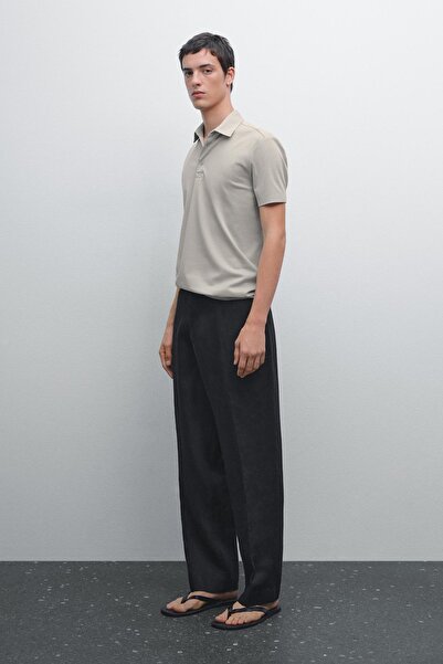 Massimo Dutti Dokulu kısa kollu polo yaka t-shirt