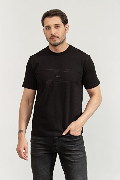 BOSS Erkek Regular Fit Yuvarlak Yaka Kısa Kollu Pamuklu Siyah T-Shirt 5053099...