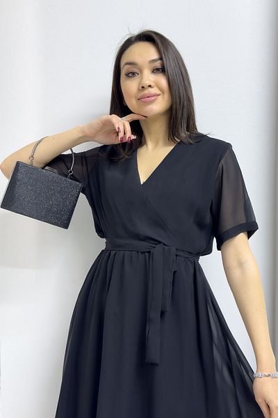 thezkscom Short Sleeve Lined Plus Size Chiffon Dress Black, Burgundy, Khaki, White, Green, Flower Pot, Red, Purple