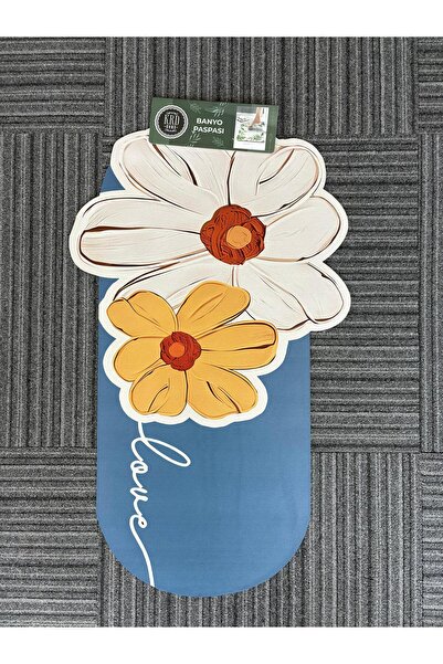 ARVALE LOVE Çiçek Desenli Kaymaz Tabanlı Banyo Paspası 45x75 cm
