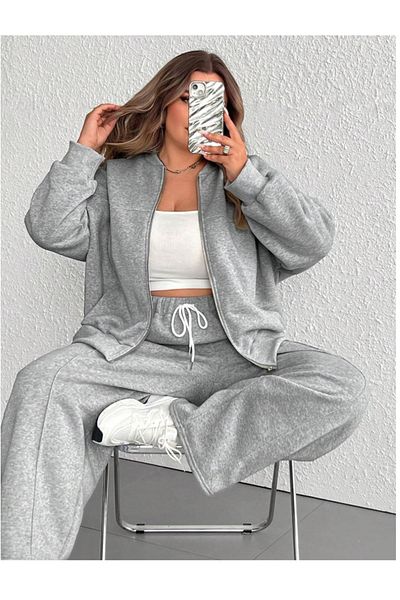 CANDERO Pantaloni de sport pentru femei, gri ÇIMALI, oversize, de calitate, cu croiala largi, flexibili, confortabili, YUS