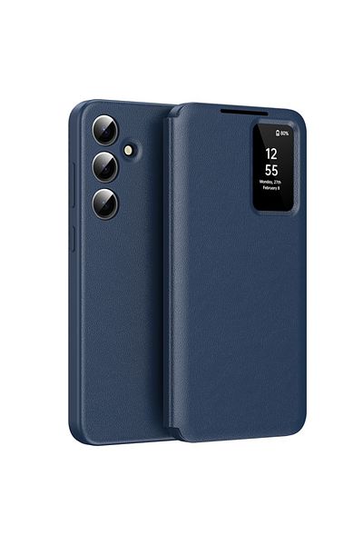 SKYDDAR INNOVATION Husă pentru Samsung Galaxy S24 FE, cu portofel și SmartView, Premium, set de autocolante, albastră