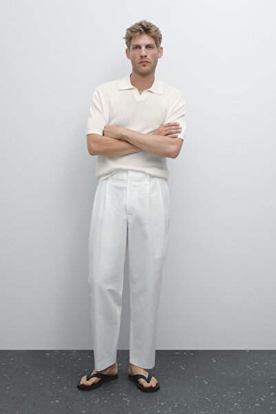 Massimo Dutti Fisto detaylı V yaka polo t-shirt