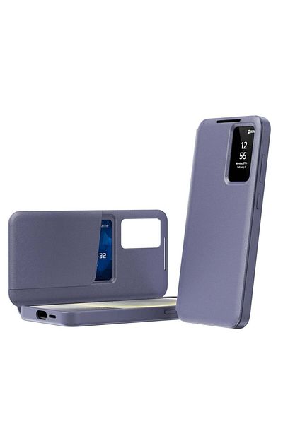 SKYDDAR INNOVATION Husă pentru Samsung Galaxy S25, cu portofel și SmartView, Premium, set de stickere, violet