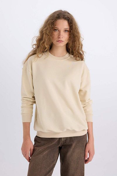 DeFacto Oversize Wide Fit Crew Neck Basic Απλό Χοντρό Φούτερ E3859AX24WN