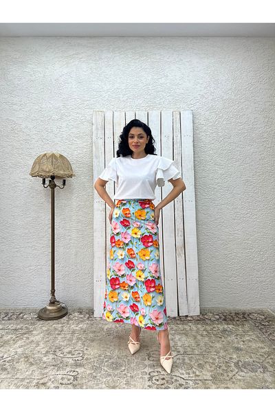 KÜÇÜĞÜM BUTİK Fusta din satin cu modele florale