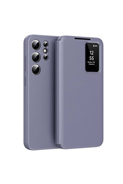 SKYDDAR INNOVATION Husă pentru Samsung Galaxy S22 Ultra 5G, cu portofel și SmartView, Premium, set de stickere, violet