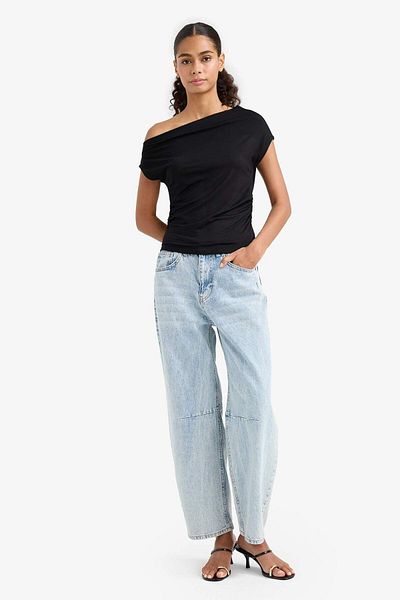 DeFacto Slim Fit Slim Fit One Shoulder Short Sleeve T-Shirt F8202Ax25Au