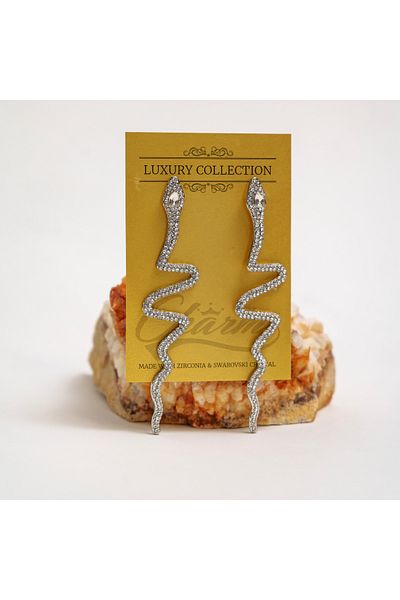 CHARM "Silver Snake" earrings with zirconia – Charm