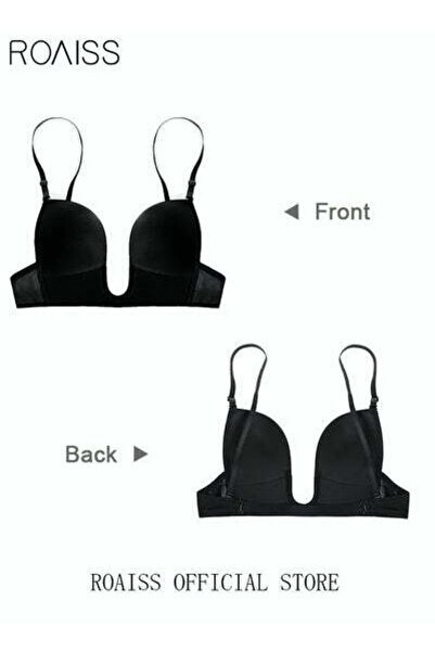 ROAISS حمالة صدر نسائية ناعمة على شكل حرف U مجمعة بدون درزات منخفضة القطع بدو...