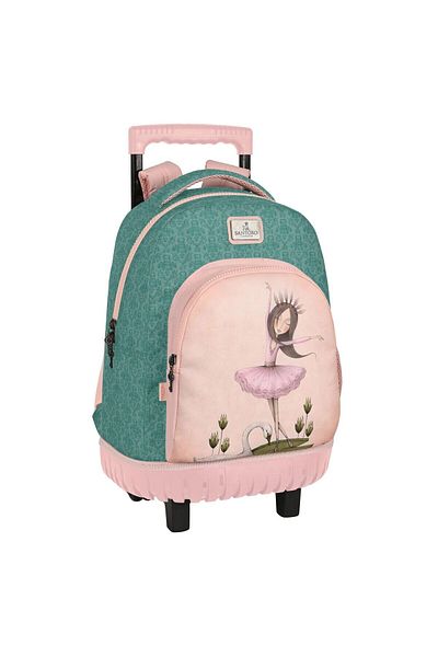 Santoro Swan Lake Wheeled School Backpack, Gray and Pink, 32x45x21 cm