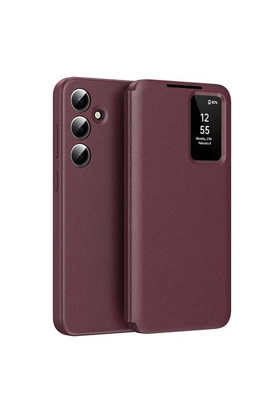 SKYDDAR INNOVATION Case for Samsung Galaxy S24 Plus, with wallet and SmartView, Premium, sticker set, Red