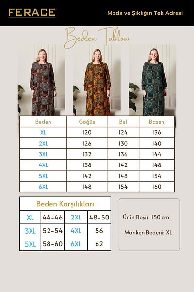 Ferace Women's Plus Size Osmnalı Ethnic Pattern Dress