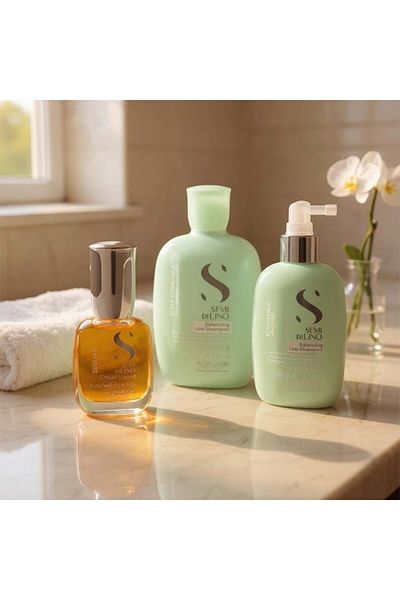 Alfaparf Milano Set șampon echilibrant Alfaparf Semi di Lino 250 ml + tonic energizant 125 ml + ulei Cristalli 15 ml