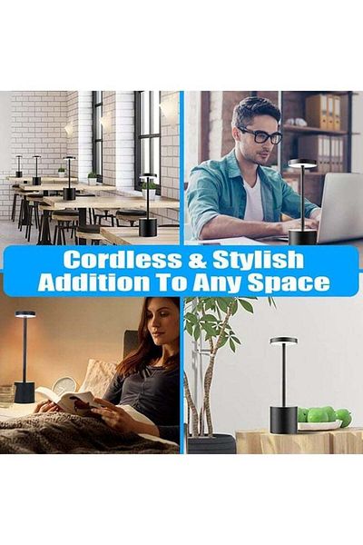 COOYA Cordless Table Lamp, LED Metal USB Rechargeable Brightness Night Light Desk Lamp