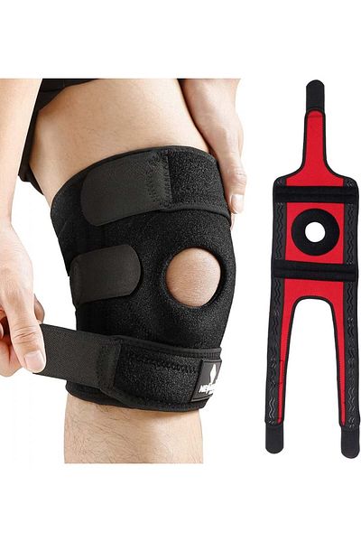 Neenca Knee Brace With Lateral Stabilizers, Neoprene, Black/red, Size L
