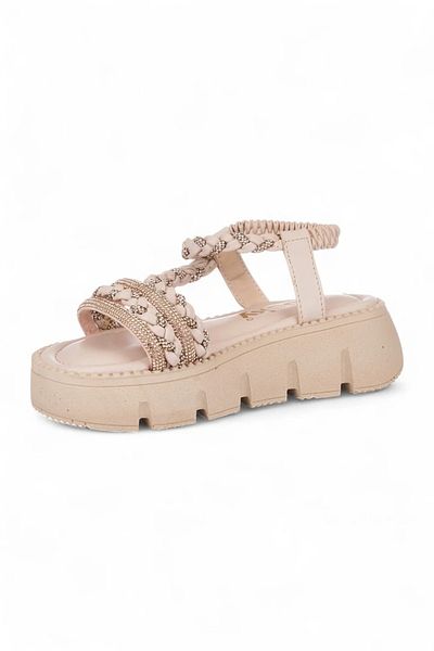 ROCKY SPORT Yarika Girl's Orthopedic Sole Comfortable, Stylish Stone Braided Pattern Wedge Heel Sandals