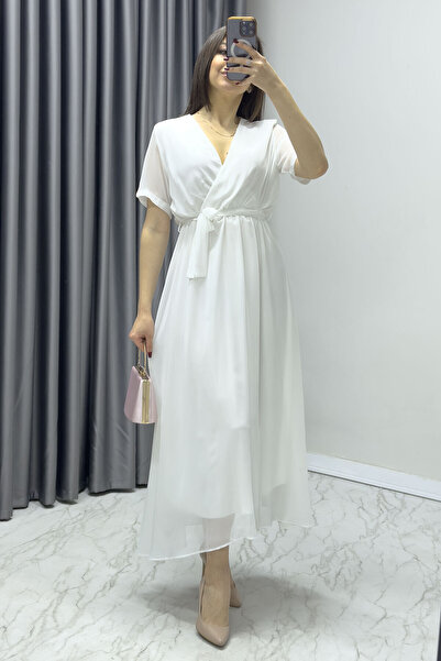 thezkscom Φόρεμα σιφόν με κοντό μανίκι, σε μέγεθος, μαύρο, μπορντό, χακί, λευκό, πράσινο, γλάστρα, κόκκινο, μωβ