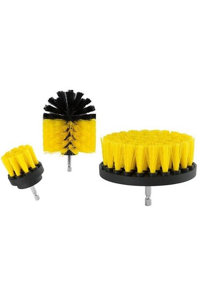 DMAX 3-Piece Cleaning Brush Set Installed on the Drill