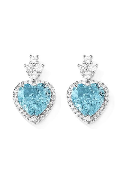 OEM Turquoise zircon heart earrings