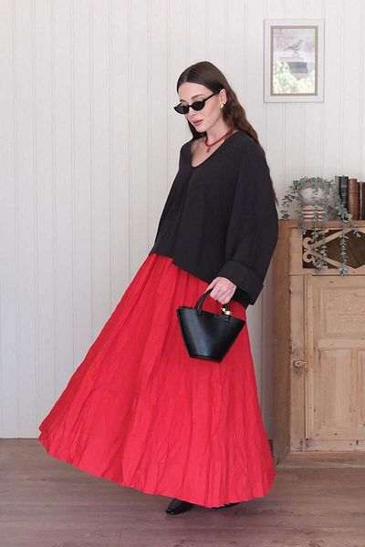Ceylan Otantik Red Crashed Balloon Skirt