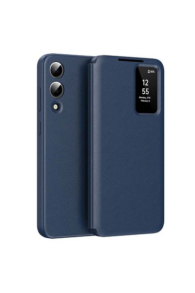 SKYDDAR INNOVATION Husă pentru Samsung Galaxy S25 Edge, cu portofel și SmartView, Premium, set cu autocolant, albastră