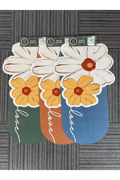 ARVALE LOVE Çiçek Desenli Kaymaz Tabanlı Banyo Paspası 45x75 cm