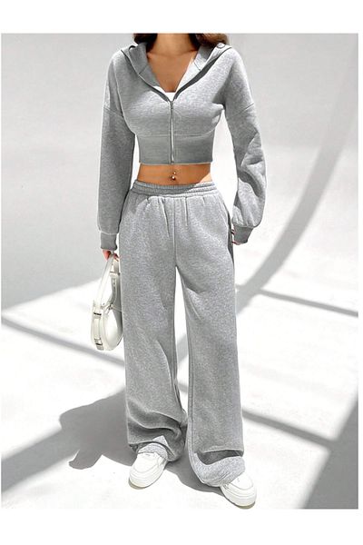 CANDERO Pantaloni de sport pentru femei, gri, largi, supradimensionați, de calitate, cu croiala largi, flexibili, confortabili, din țesătură YUS