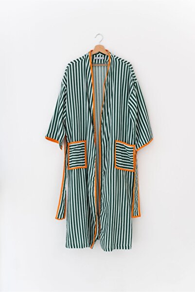 Little Koala %100 Pamuk Müslin Çizgili Kuşaklı Kimono Kaftan Sabahlık - Anne ...