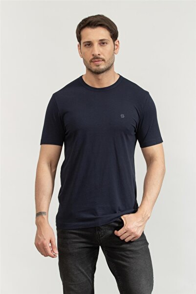 BOSS Erkek Bisiklet Yaka T-Shirt Mavi