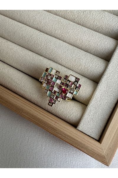ringbox Blue Pixel Heart Ring