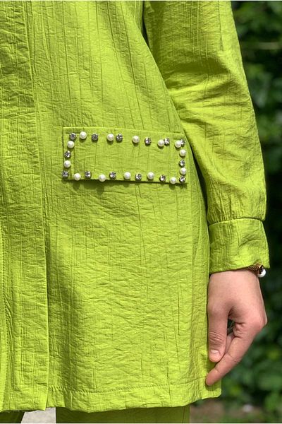 Moda Rosa 25Y3245 - Oil Green - Tunic Pockets Stone Detail Double Set
