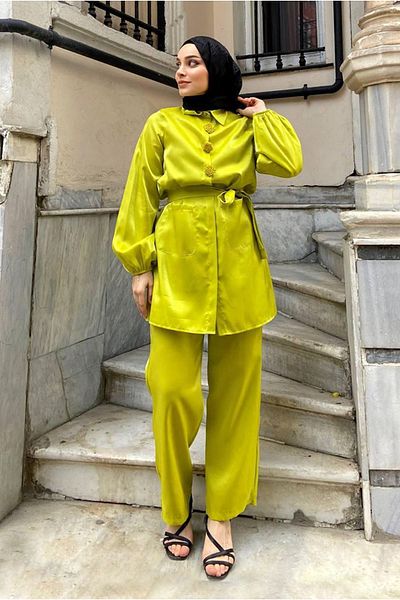Moda Rosa 25Y3263 -OIL GREEN- ELRAY JANJAN BROOCH SUIT