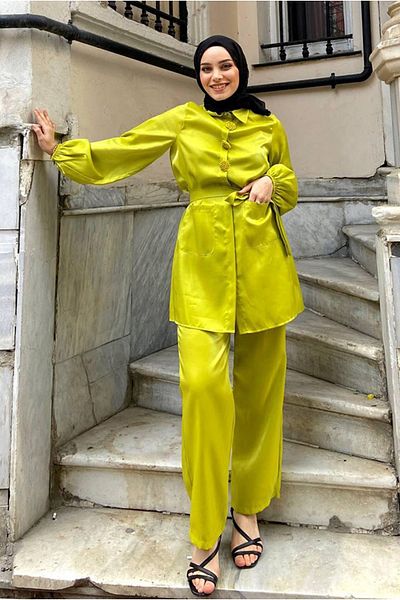 Moda Rosa 25Y3263 -OIL GREEN- ELRAY JANJAN BROOCH SUIT