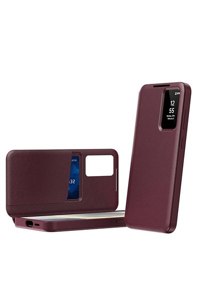 SKYDDAR INNOVATION Case for Samsung Galaxy S25, with wallet and SmartView, Premium, sticker set, Red