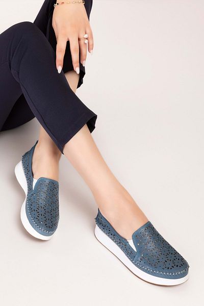 Gondol Genuine Leather Comfortable Summer Shoes Kla.15 Blue