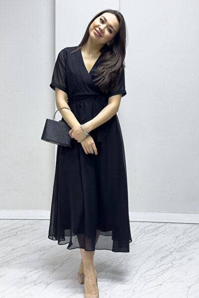 thezkscom Short Sleeve Lined Plus Size Chiffon Dress Black, Burgundy, Khaki, White, Green, Flower Pot, Red, Purple