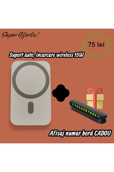 Gtech Auto Mount G-Tech Wireless Charging 15W Qi, Fast Charging, Plus FREE phone number display