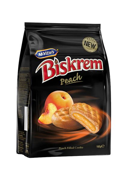Biskrem Biskrem peach filled biscuits, 160 g