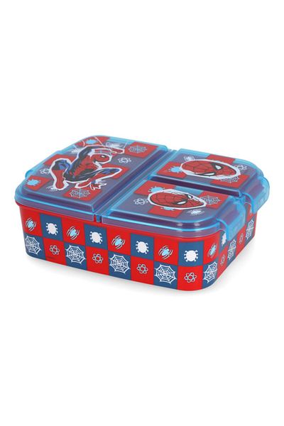 Stor 3-Compartment Spiderman Themed BPA-Free Rectangular Airtight Sandwich Box