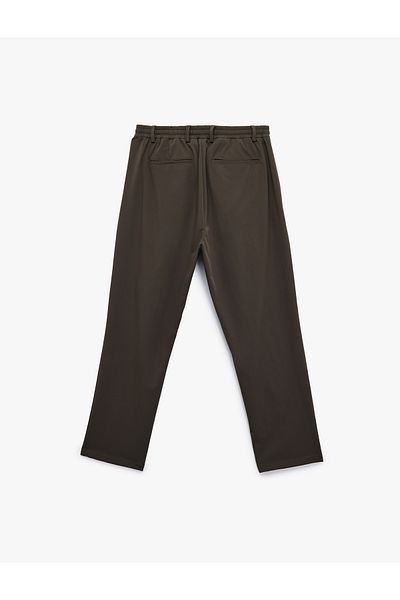 Koton Buttoned Double Leg Stretch Slim Fit Trousers with Tie-Up Waist