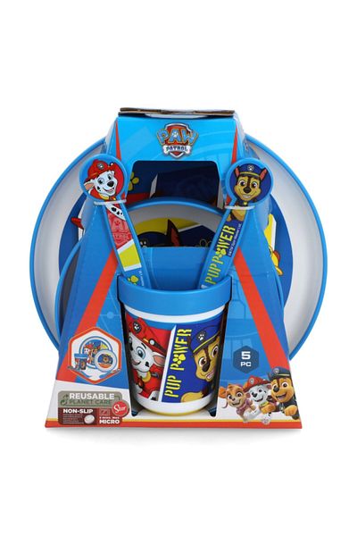 Stor 5-Piece Microwave Safe Plastic Premium Bicolor Paw Patrol Dinnerware Set