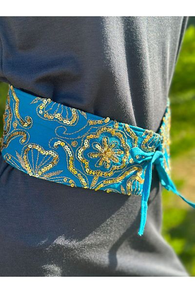 Gönülden Tasarım PUL PAILLETTES OSMANLI MOTIV CORDĂTĂ CUREA DE FEMEI 75X8 CM