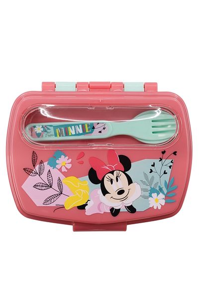 Minnie Mouse Sandwich box with spoon and fork, multicolor, BPA-free plastic, Being, Minnie Mouse