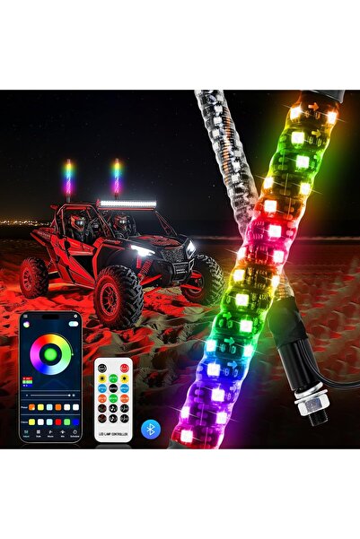 DEKOHOP Rgb Led Işıklı Kırbaç Bayrak Anten Çubuğu 120cm Off‑road Atv Utv Uygu...