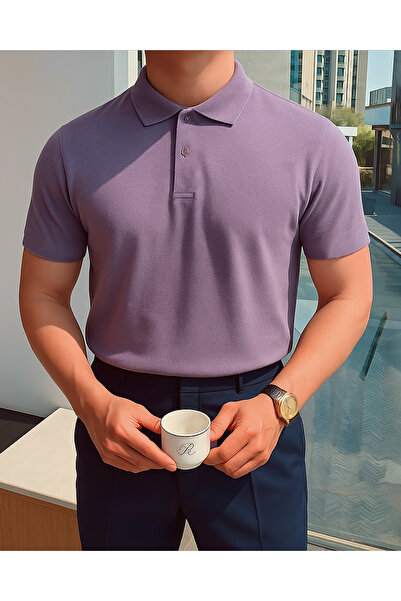 BUPPO Lilac Basic Polo Neck Slim Fit Knitwear T-Shirt