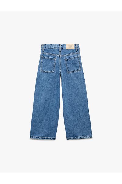Koton Wide Leg Denim Trousers with Cotton Pockets