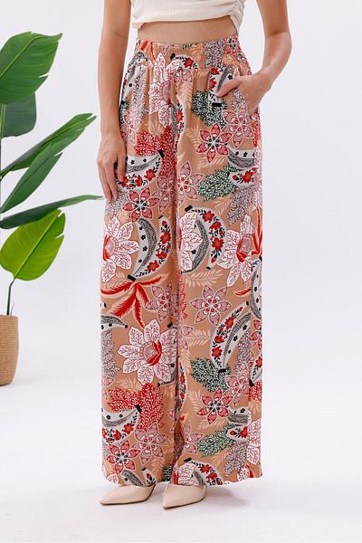 Pulli Collection Colorful Floral Patterned Viscose Palazzo Trousers