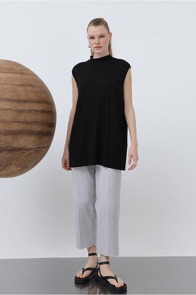 Moda Rosa 25Y7606 - Black - Thin Combed Cotton Sifit Sleeve Inside