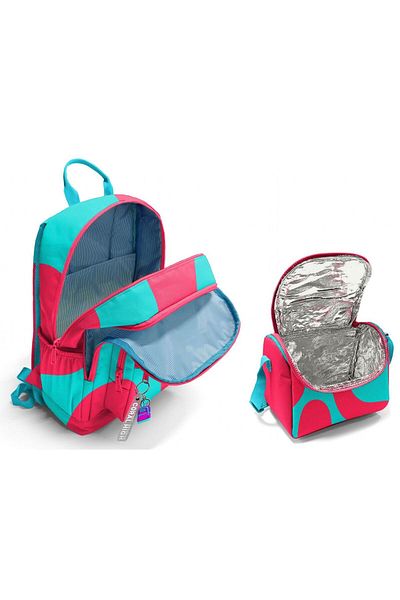 Coral High Primary and Secondary School Backpack and Nutrition Set - Red Turquoise Ren for Girls